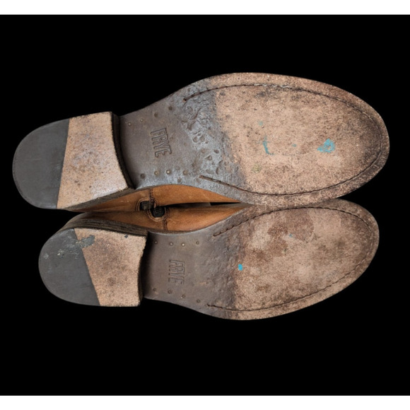 Frye Melissa Button Short Boots Sz 6 Cognac Brown Leather Distressed Rustic Low - Picture 6 of 12